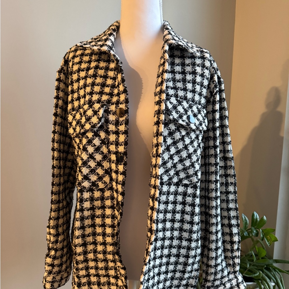 12th Tribe Black & White Tweed Button-Up Jacket